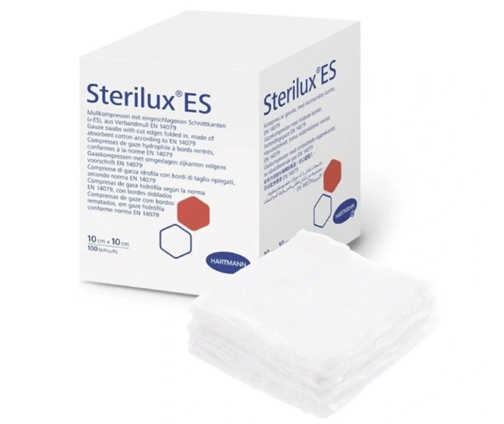 Sterilux Gáza kompresní nesterilní 17 vláken 8 vrstev 10x10 cm 100 ks
