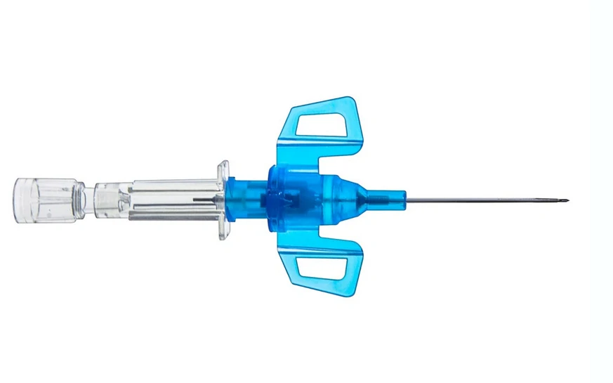 Kanyla i.v. Introcan Safety 3, s křídly bez portu, PUR, 22G, 0,9x25mm, modrá