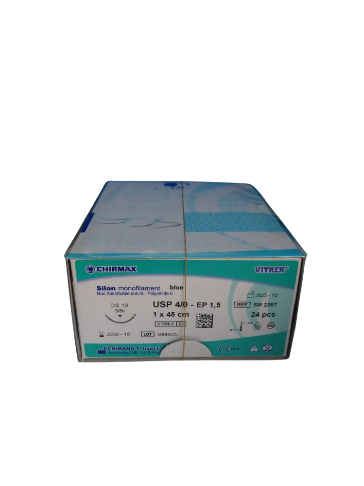 ŠITÍ Silon monofil blue nevstřebatelné EP 1,5 USP 4/0 1x45cm DS19, 24 ks