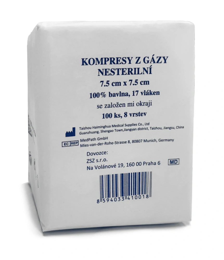 Kompresy nesterilní 7,5 x 7,5cm, 8 vrstev