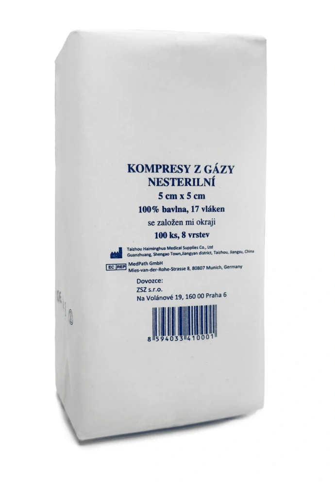 Kompresy nesterilní 5 x 5cm, 8 vrstev