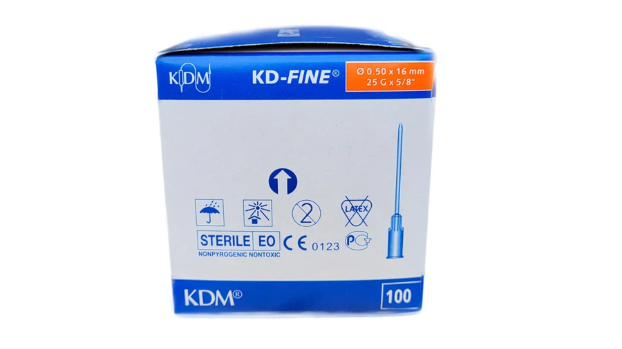 Injekční jehla KD-Fine 0,5 x 16, 25G 1" - oranžová, 100ks