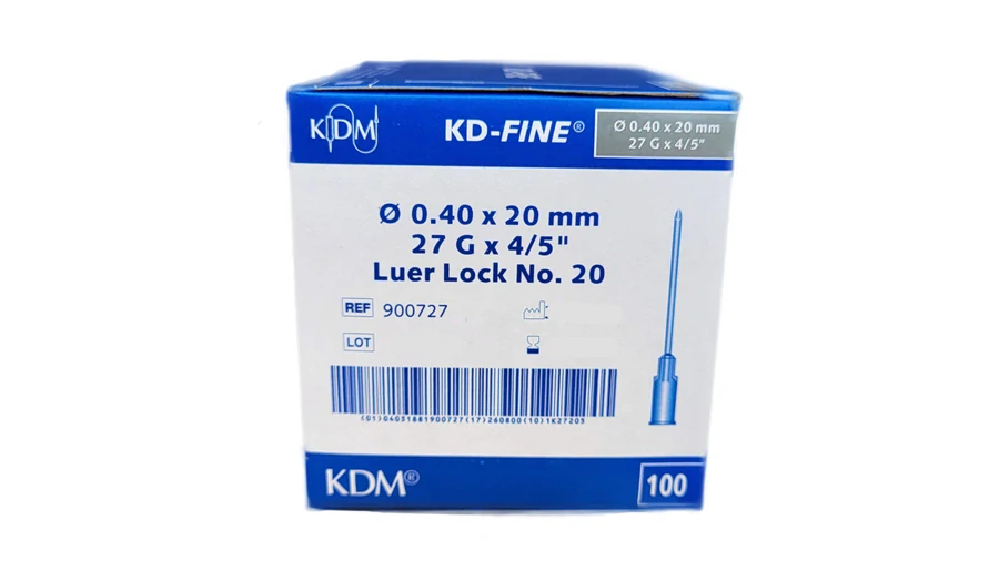 Injekční jehla KD-Fine 100ks 27G 0,4 x 20 - šedá