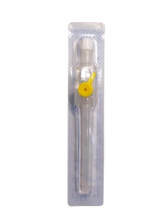 Kanyla i.v. KD-FIX, s křídly a portem, teflon FEP, 24G, 0,7x19mm, žlutá