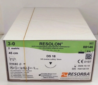 Resolon monofil modrý 3-0, 45cm DS 18