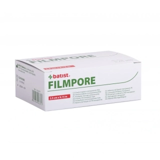 Fixační náplast z porézní transparentní fólie Filmpore, 2,5 cm x 9,15 m