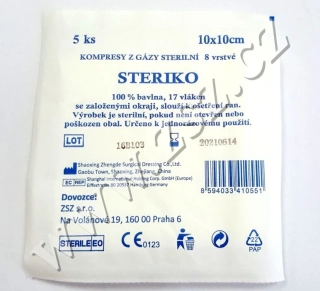 Kompresy sterilní gázové 5ks v sáčku,10x10cm klinické balení 100x5
