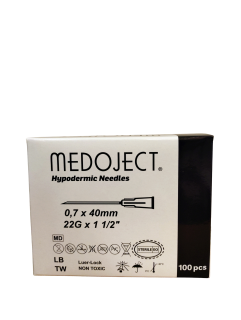 Injekční jehla Medoject 22G x 1 1/2" 0,7 x 40 mm černá, 100 ks